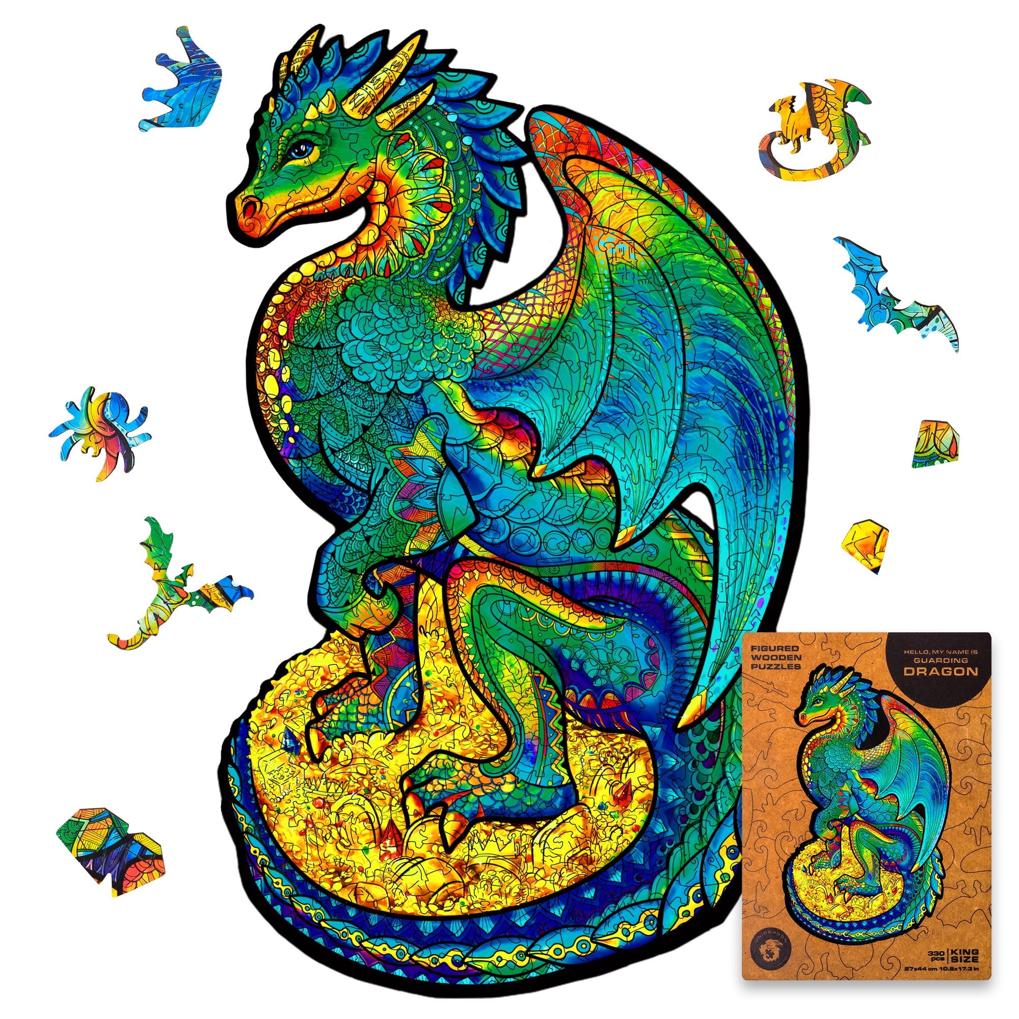 UNIDRAGON木製パズル 700pcs SIZE UNIDRAGON Guarding Dragon Wooden Jigsaw Puzzle KS 330 Pieces