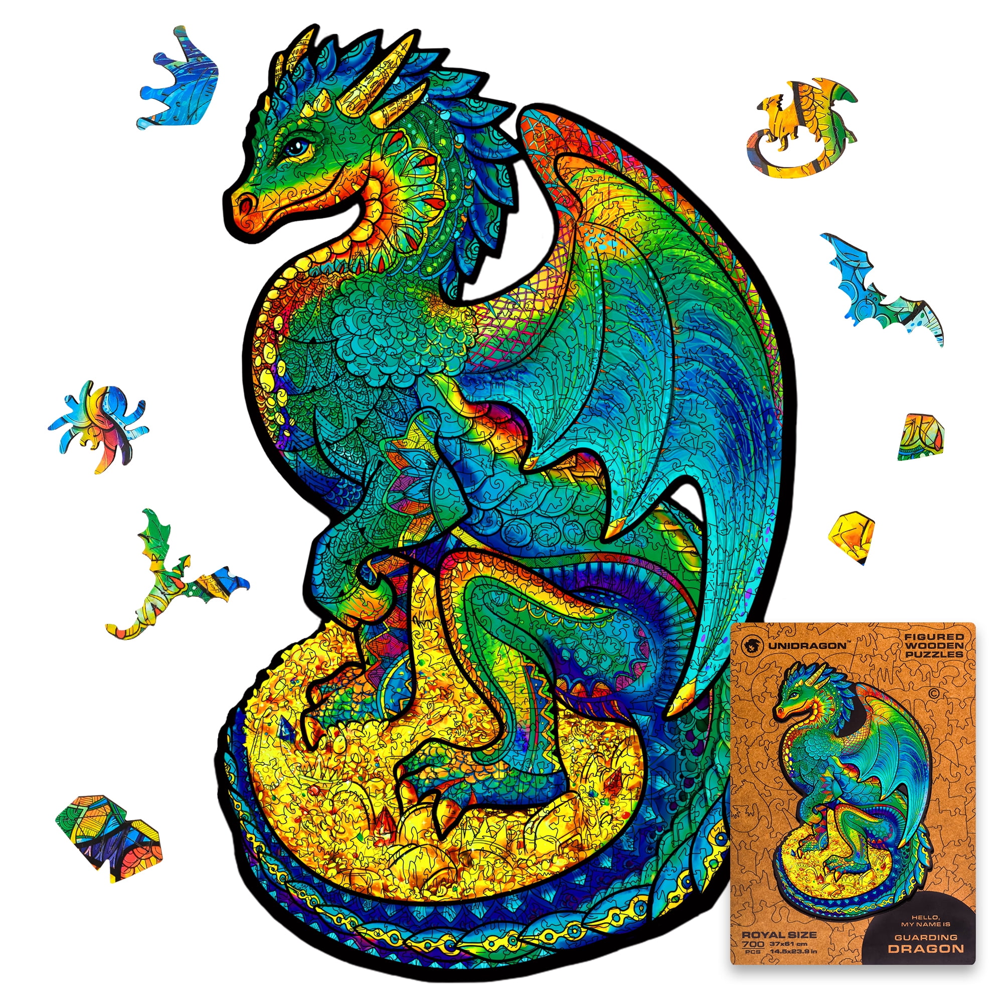 UNIDRAGON木製パズル 700pcs SIZE UNIDRAGON Guarding Dragon Wooden Jigsaw Puzzle RS 700 Pieces