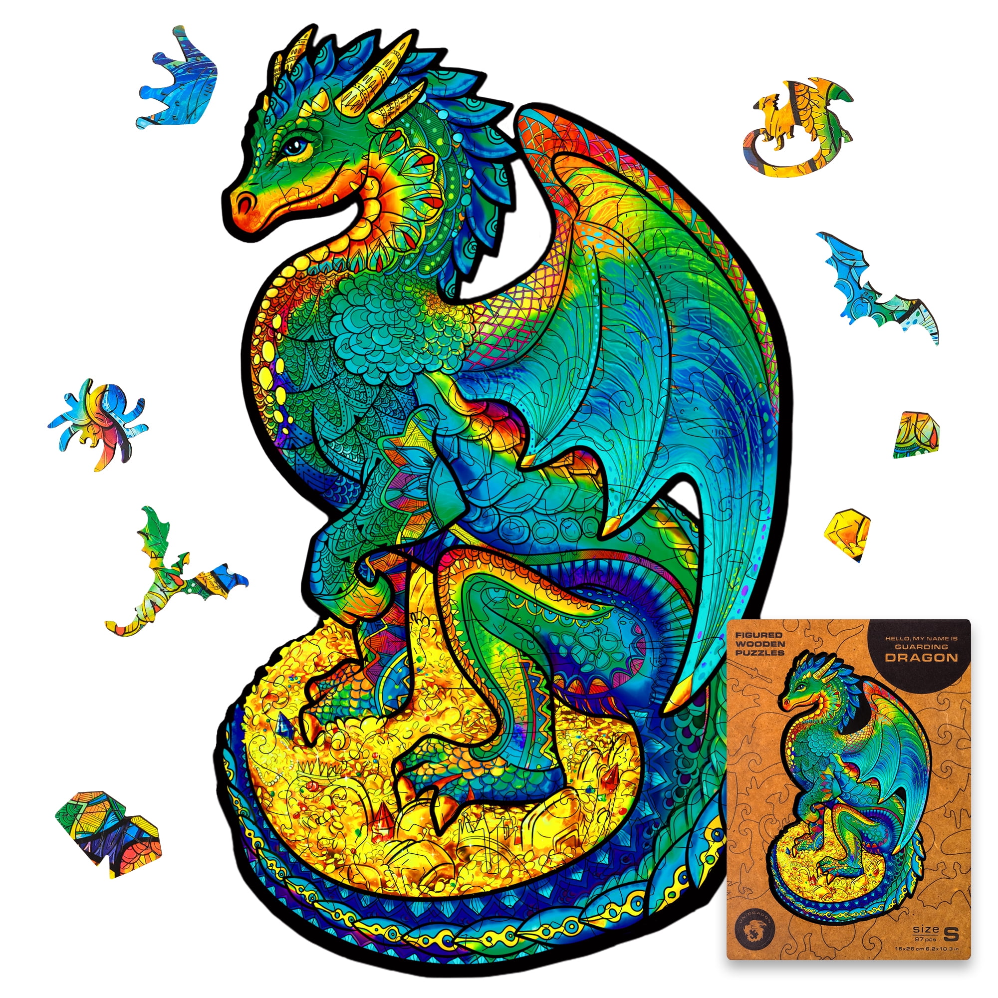 UNIDRAGON Guarding Dragon Wooden Jigsaw Puzzle S size 97 Pieces ...