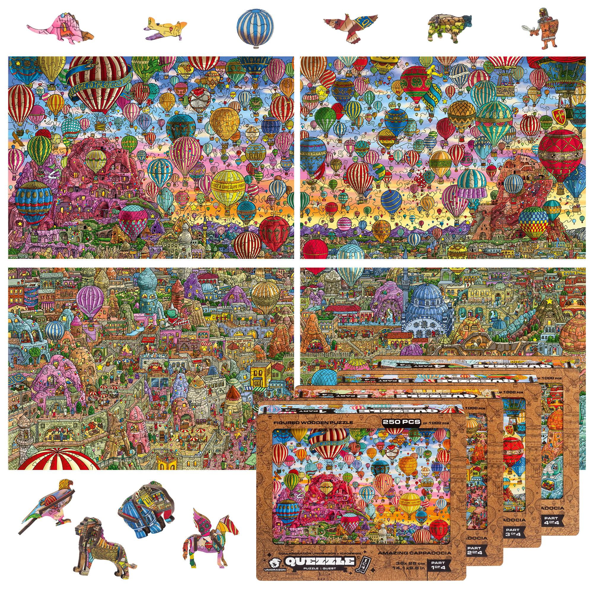 Colorful Wooden Animal Shaped Panoramic Puzzle, 1000 Pieces
