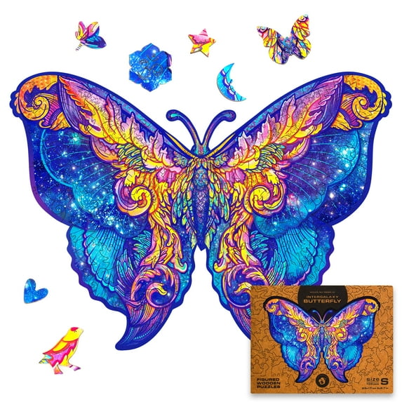 UNIDRAGON Intergalaxy Butterfly Wooden Jigsaw Puzzle S size 108 Pieces