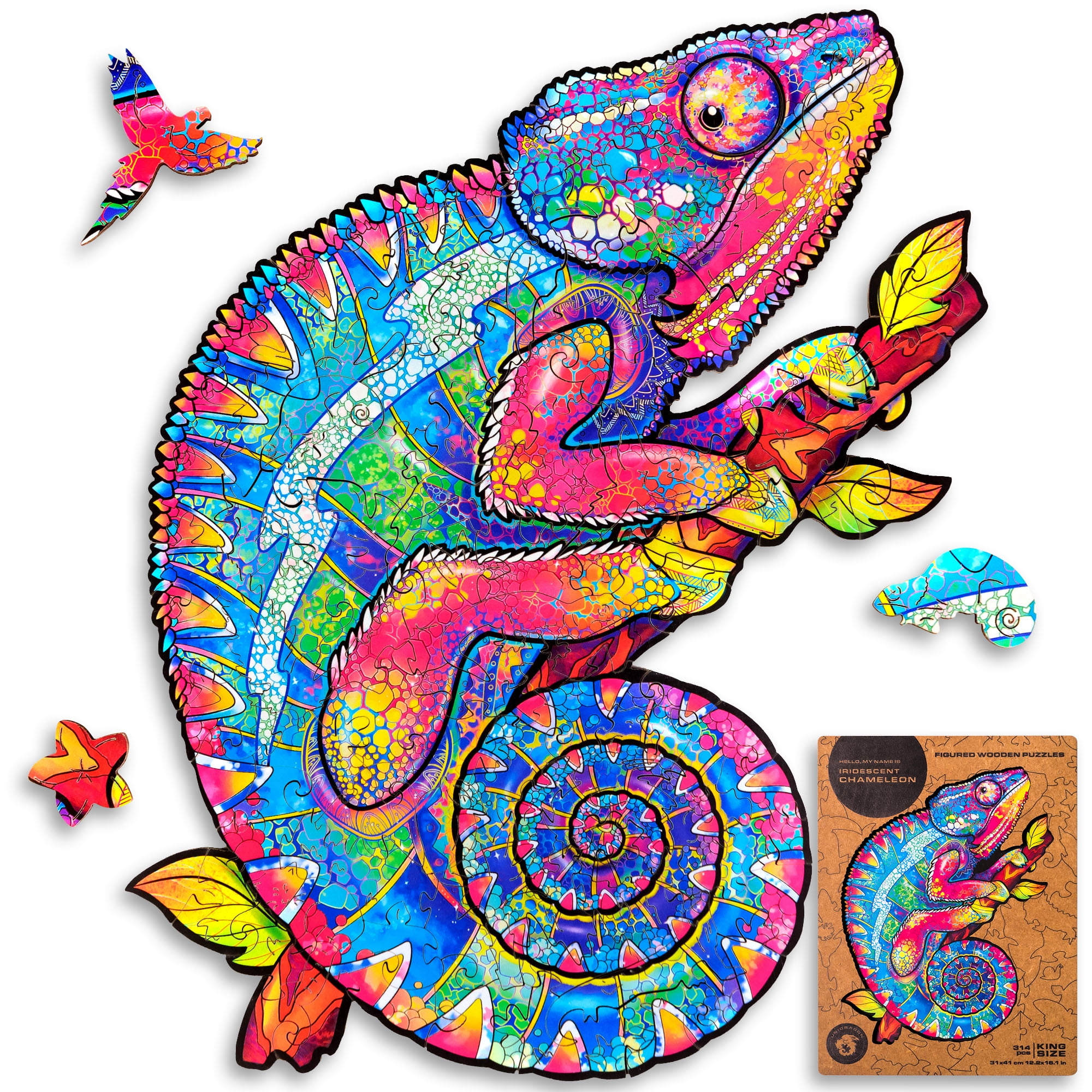 UNIDRAGON Iridescent Chameleon Wooden Jigsaw Puzzle KS 314 Pieces