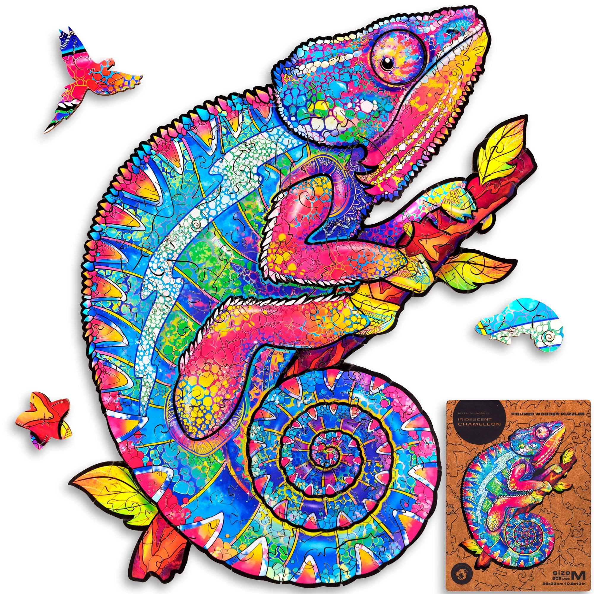 UNIDRAGON Iridescent Chameleon Wooden Jigsaw Puzzle M 202 Pieces ...