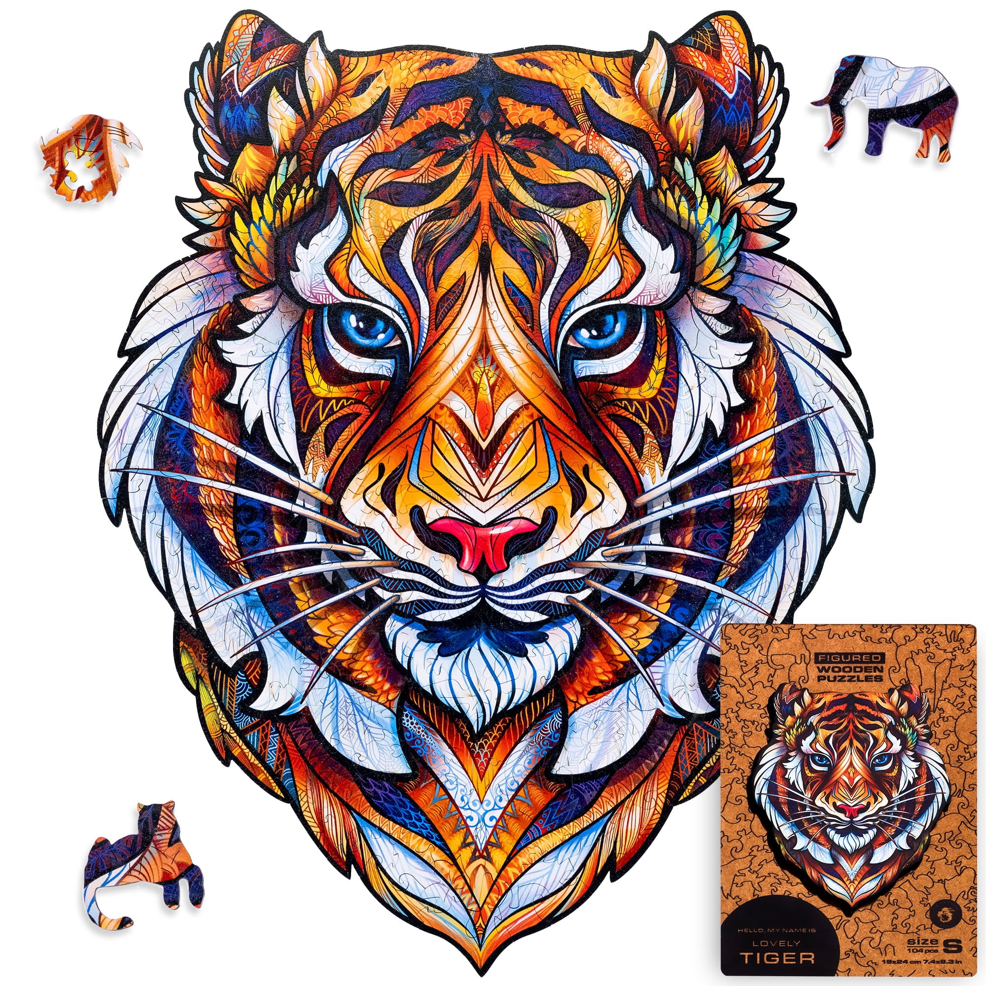 UNIDRAGON Lovely Tiger Wooden Jigsaw Puzzle S size 104 Pieces - Walmart.com