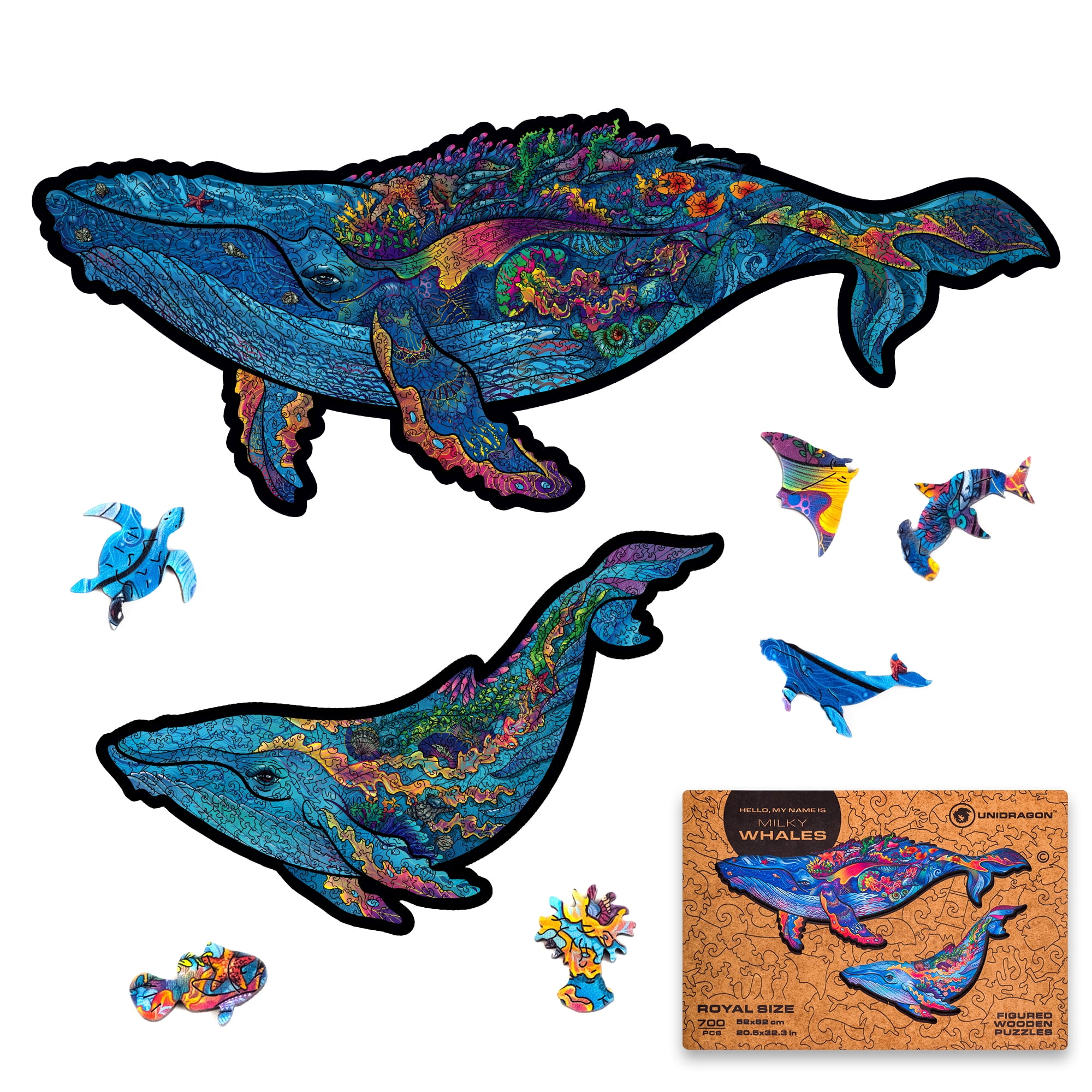 UNIDRAGON Milky Whales Wooden Jigsaw Puzzle RS 700 Pieces
