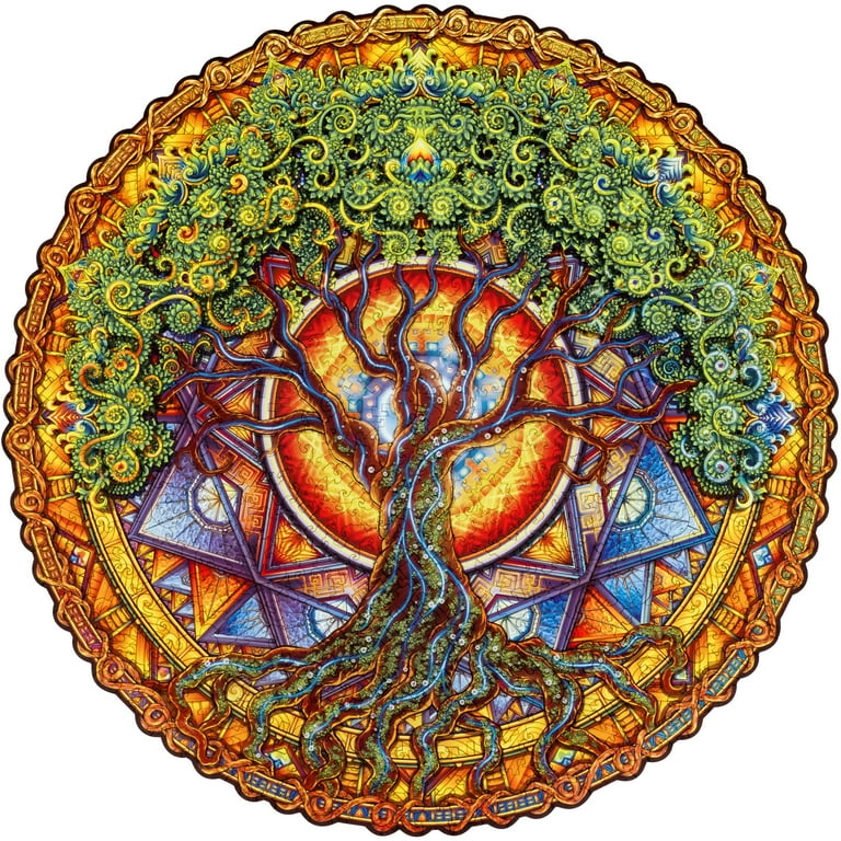 UNIDRAGON木製パズル 700pcs SIZE UNIDRAGON Mandala Tree of Life Wooden Puzzle, Unique Flower Art
