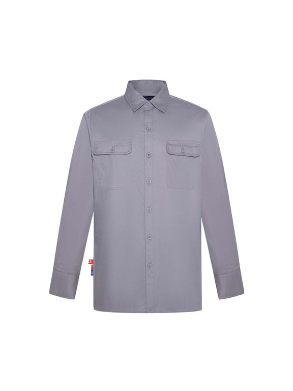 FR Work Shirt for Men 7OZ Flame Resistant NFPA 2112/CAT2 Compliant 100% Cotton Long Sleeve Work Shirt