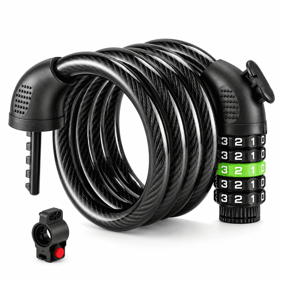 UNIFULL 4 ft Bike Lock, High Security 5 Digit Resettable Combination Coiling Bicycle Locks