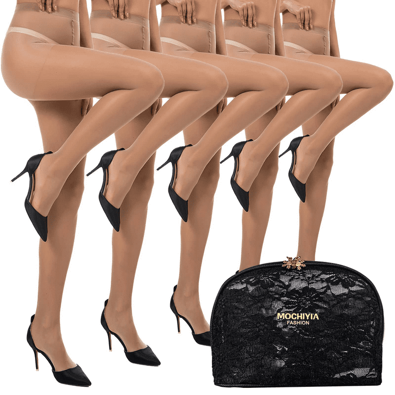 UNIFULL 5 Pack Women's Sheer Tights 20 Denier Control Top Pantyhose with  Reinforced Toes