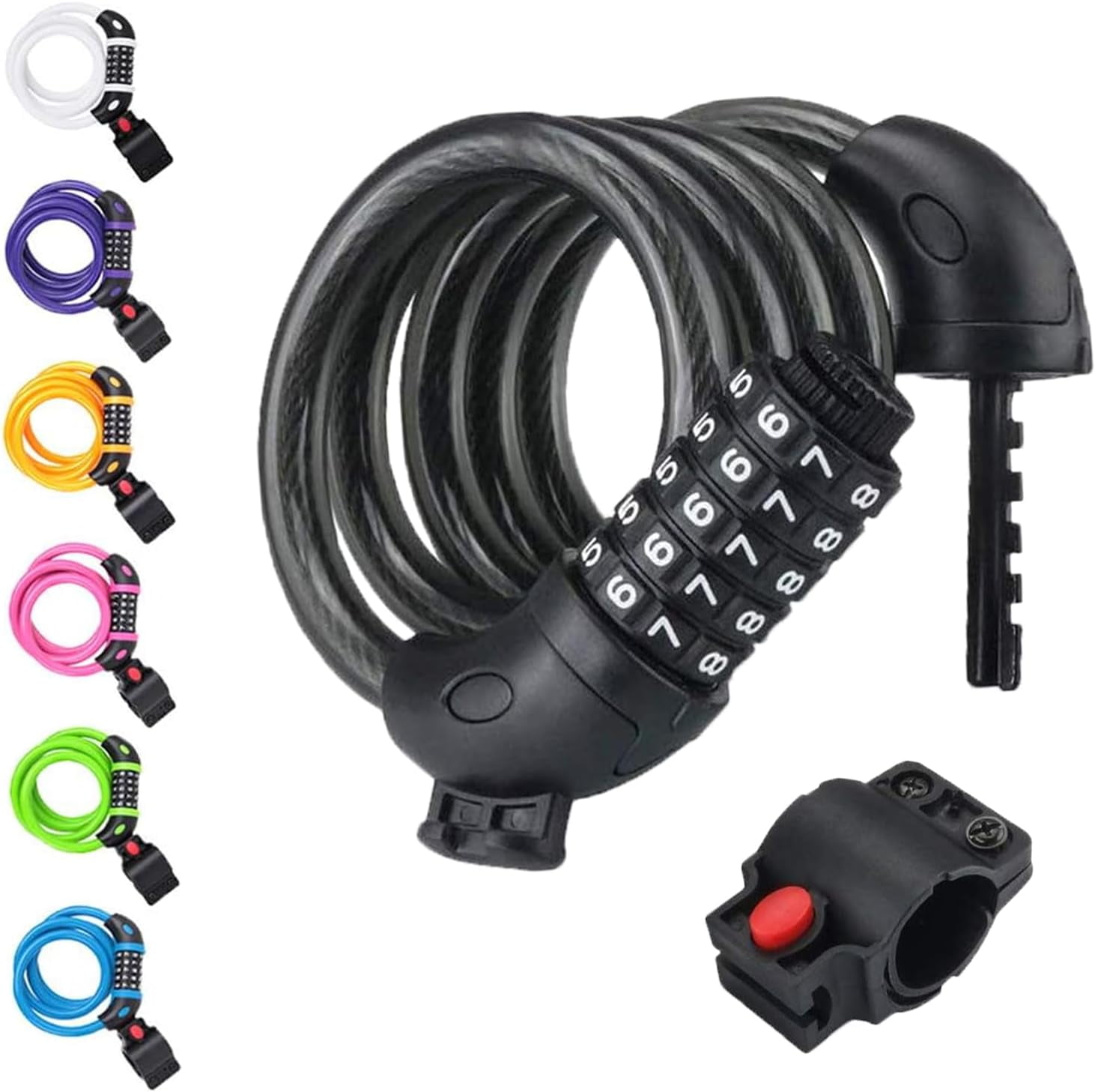 UNIFULL 4 ft Bike Lock, High Security 5 Digit Resettable Combination Coiling Bicycle Locks
