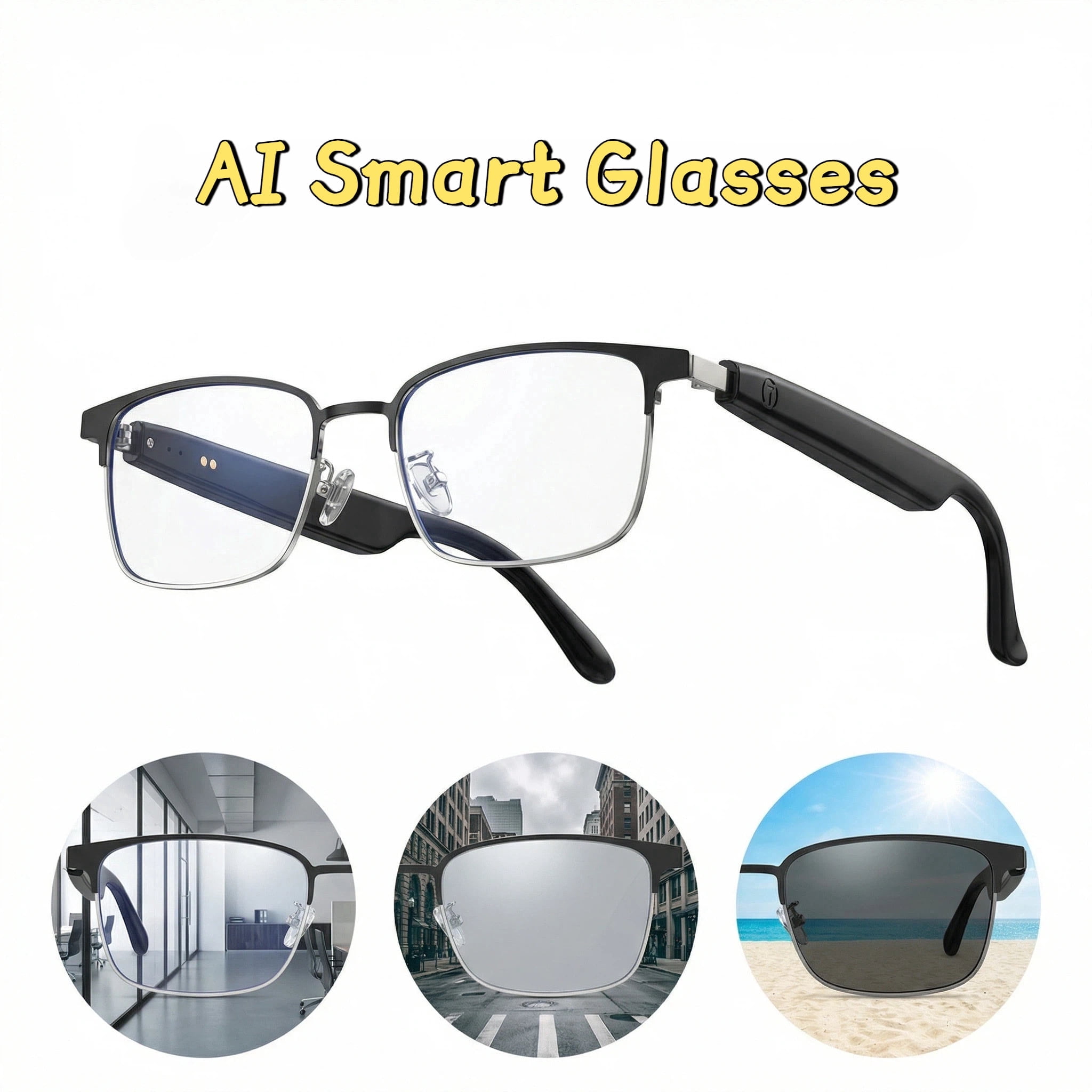 Smart Glasses With Open Ear, Photochromic Lenses, Polarized Sunglasses Bluetooth, Voice Assistant, Mic Speakers For Men Women Bluetooth Glasses Hands Free Listeni