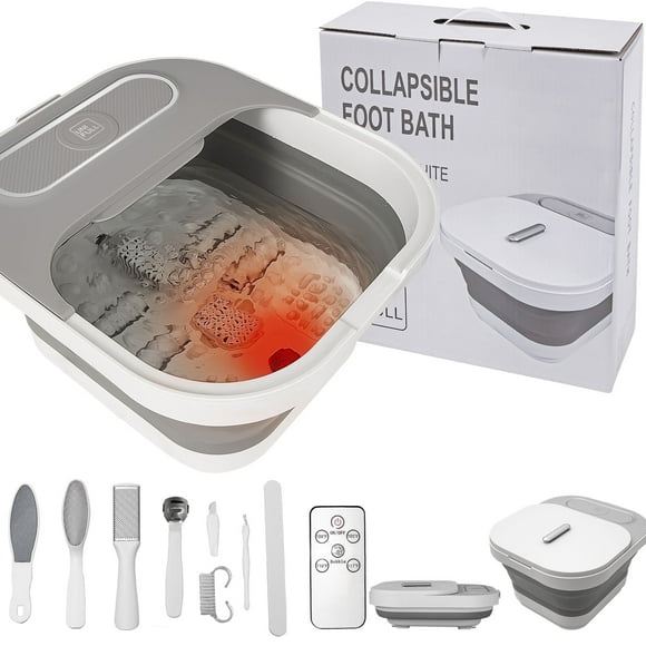 UNIFULL Collapsible Foot Spa Bath with Heat and Massage Rollers, Bubble, Foot Pedicure Kit, Temperature Control, Red Light, Pedicure Foot Spa, Foot Bath