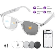 Smart Glasses for Women Men, Bluetooth Glasses with Photochromic Lenses Touch Control Voice Assistant for Clear Audio Remote Photography, Perfect for Indoor Out
