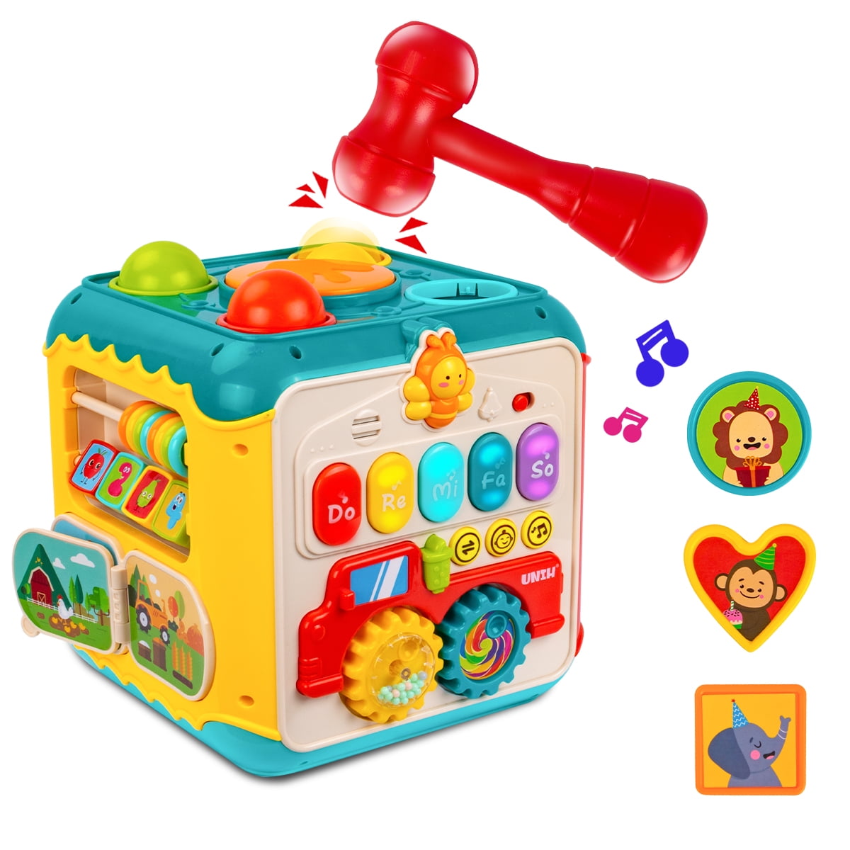 UNIH 7 in 1 Baby Activity Cube Toy for Infants Boys Girls Kids 18m+, Early Educational Learning