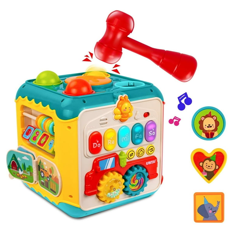 nicknack Activity Cube Baby Toys, 6 in 1 Multi-Purpose Learning Cube with  Music,Activity Center Shape Sorter Toy Gift for 18M+ Year Old Boy Girl