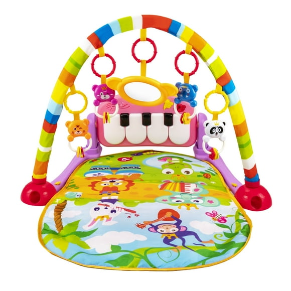 UNIH Baby Gym Play Mats, Kick and Play Piano Gym Activity Center for Toddlers Age 0 to 24 Months (Pink)