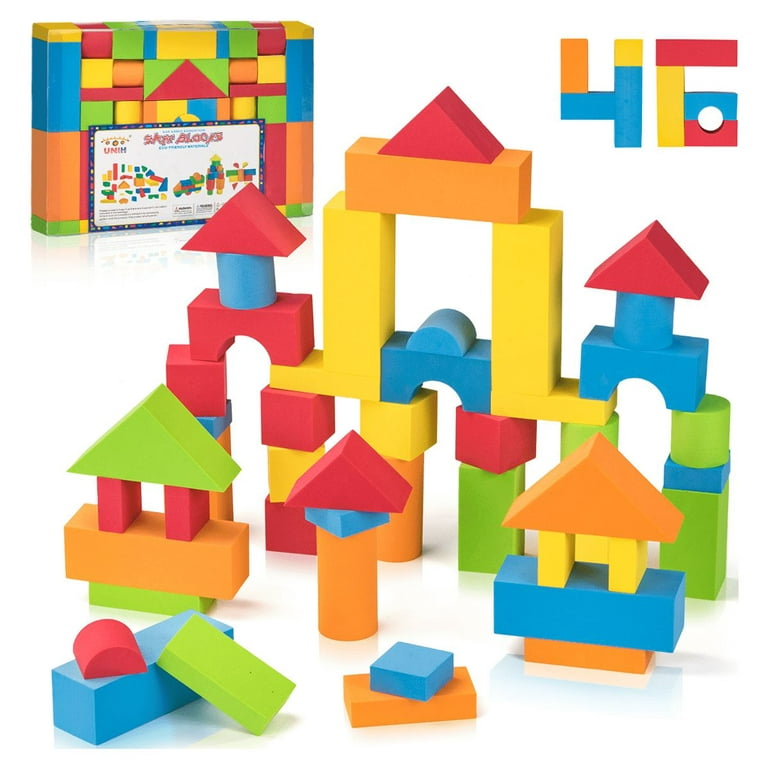 Unih Foam Building Blocks for Girls and Boys, Eva Soft Stacking Blocks Gift for Toddlers 2 3 4 Year Old