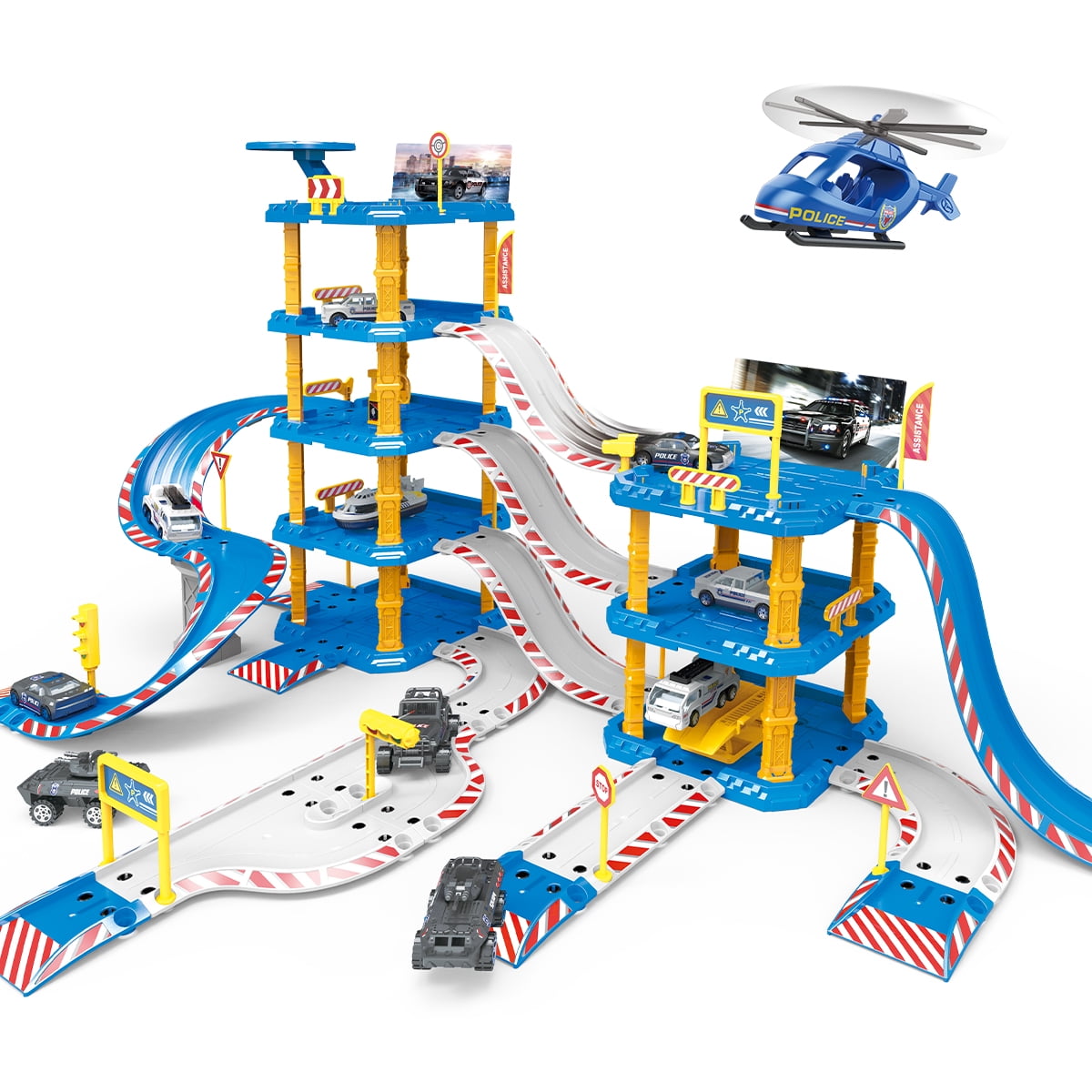 UNIH Kids Car Garage Toy, 2-in-1 Garage Toy Playset, Toy UNIH Kids Car Garage Toy, 2-in-1 Garage Toy Playset, Toy