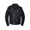 thumbnail image 1 of UNIK Boy's Premium Leather Biker Style Jacket - Classic Black (L), 1 of 2