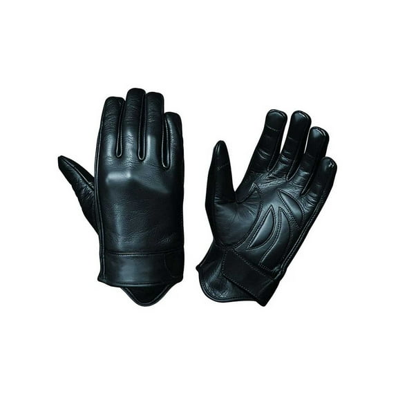 UNIK Men's Full-Finger Cowhide Leather Motorcycle Gel Palm Gloves - Black (L)