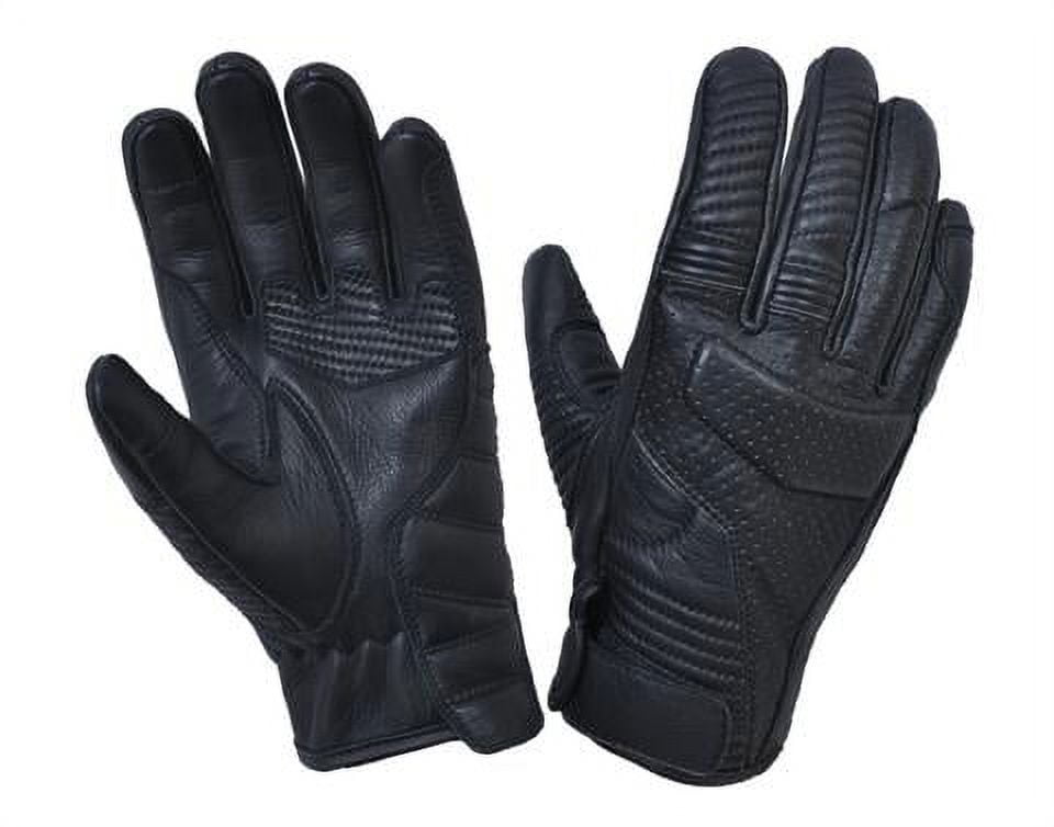UNIK Unisex Motorcycle Kevlar Biker Perforated Leather Full Finger Gloves w/Touch Tech ,Black ,M