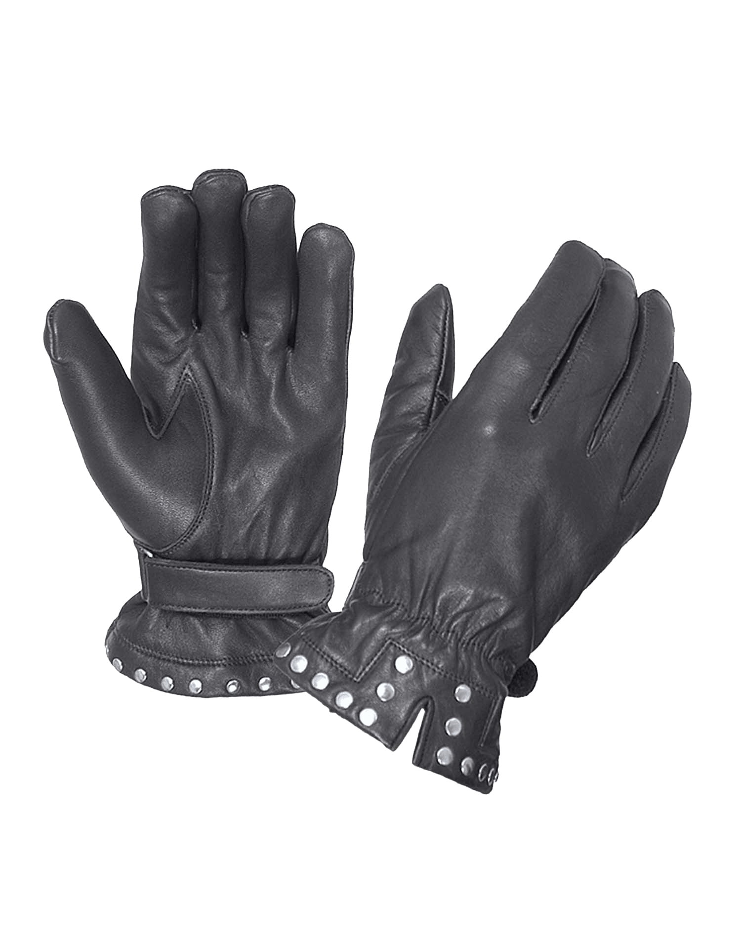 UNIK Women's Studded Cowhide Leather Full-Finger Motorcycle Gloves - Black (S)