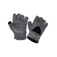 thumbnail image 1 of UNIK Women's Studded Fingerless Cowhide Leather Motorcycle Gloves - Black (S), 1 of 1