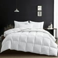 thumbnail image 1 of UNIKOME White Feather Fiber Down Comforter with Cotton Cover, Full/Queen, 1 of 5