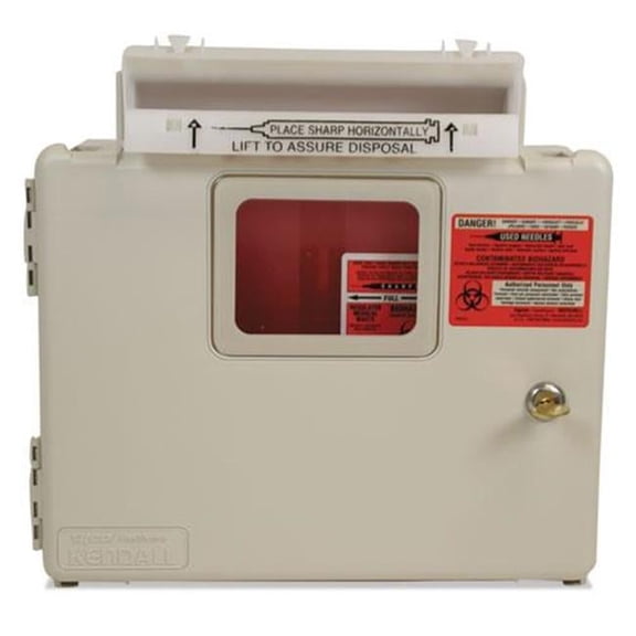 UNIMED CVD Locking Wall Mount Sharps Cabinet System, 5 qt
