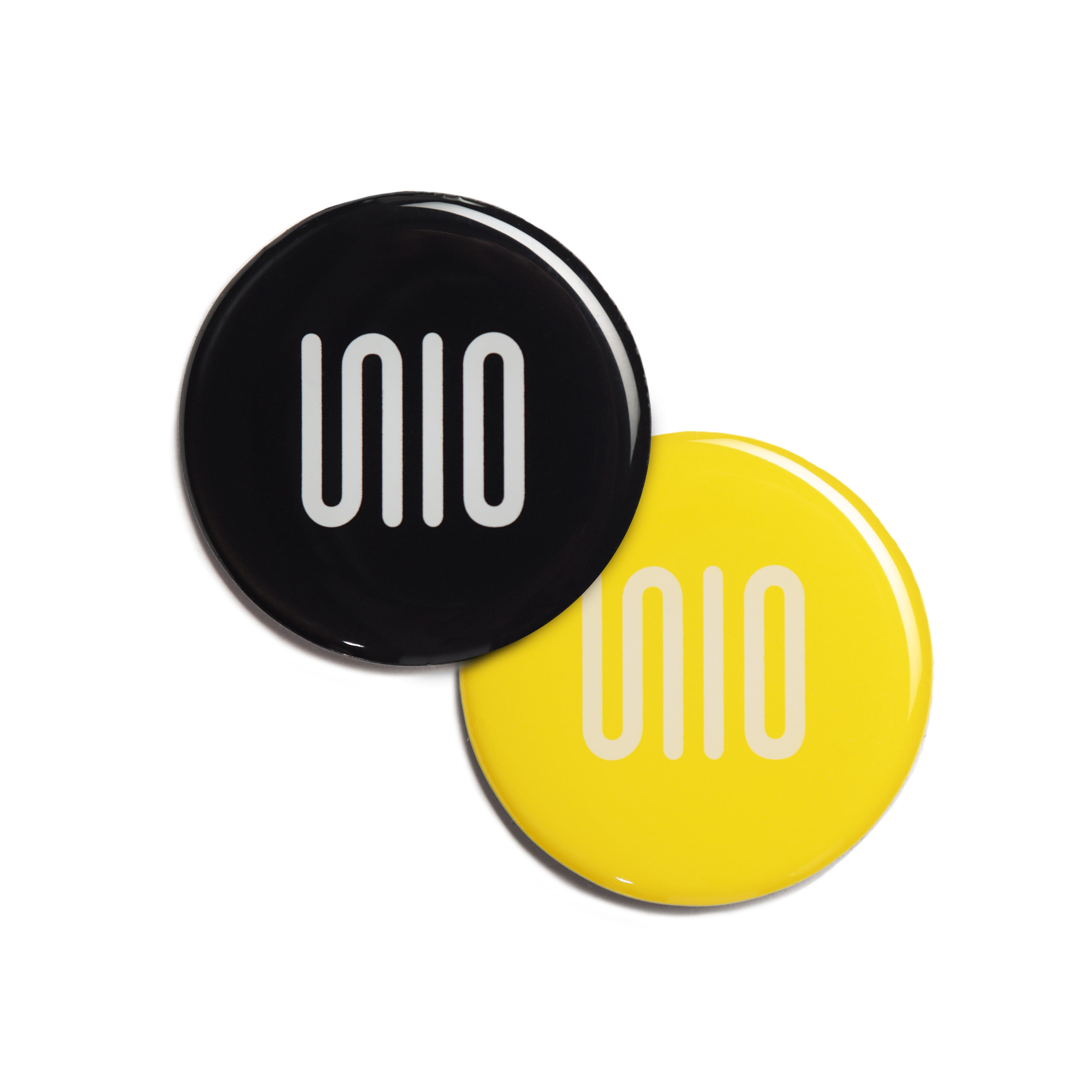 UNIO NFC Tag Digital Information Sharing and Phone Accessory Black and Yellow 2 Pack