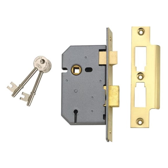 UNION - 2277 3 Lever Mortice Sashlock Polished Brass 65mm 2.5in Box