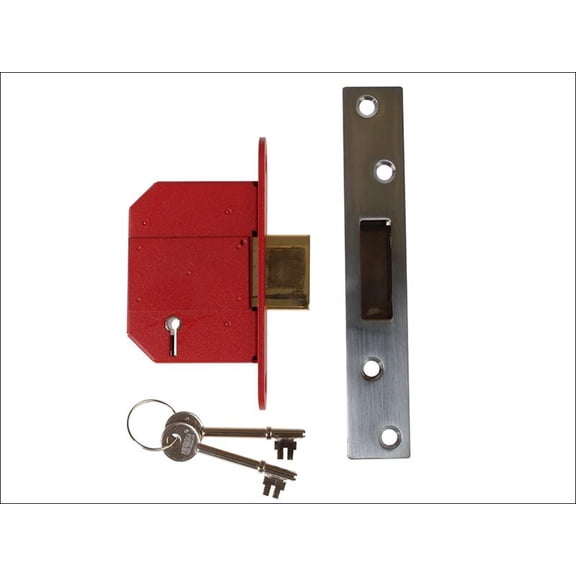 UNION - StrongBOLT 2100S BS 5 Lever Mortice Deadlock 81mm 3in Satin Chrome Visi