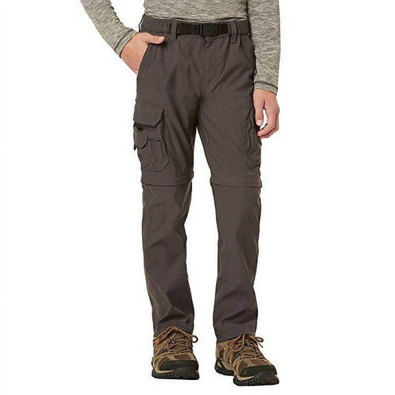 UNIONBAY Boy's Youth Convertible Comfort Stretch Cargo Pants Charcoal XS (5/6)