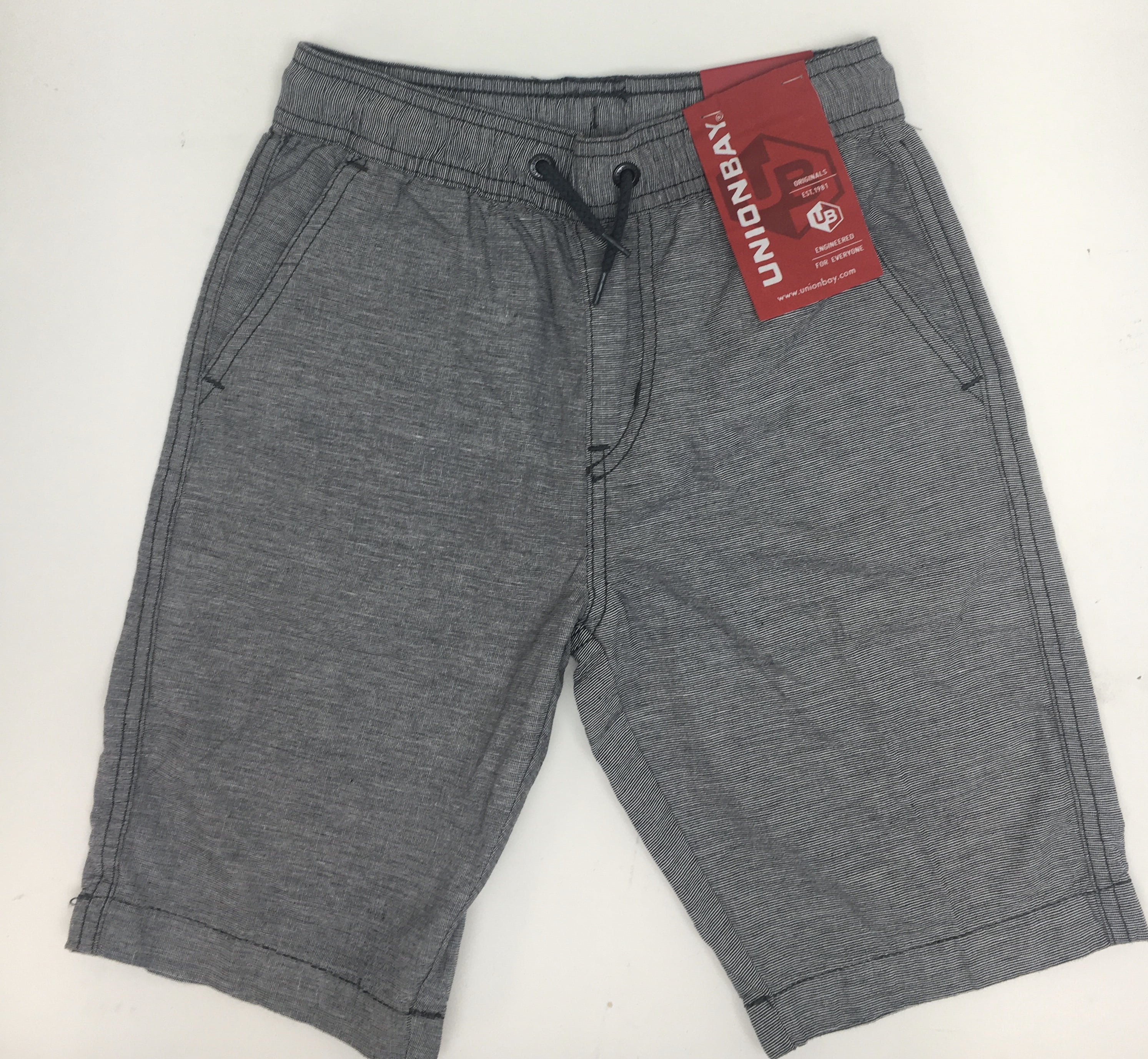 UNIONBAY Short Enfant Élastique Cordon - Taille M (10/12 Ans) - Couleur Taupe - Coton Durable