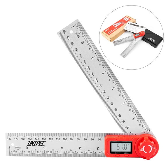UNIPEC  Angle Finder Protractor, Angle Finder Ruler,Stainless steel 7inch 200mm 7inch/200mm, Angle Measuring Tool for Woodworking,Carpenter,Construction,DIY Measurement