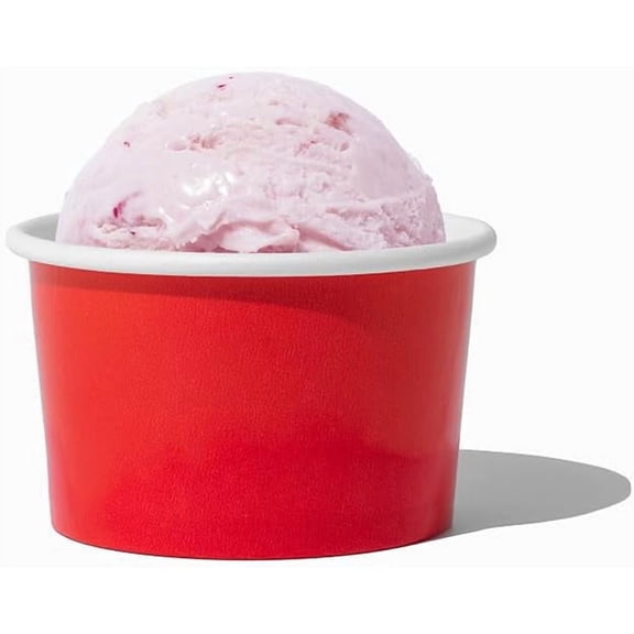 UNIQ 1000-Count 4 oz Paper Ice Cream Cups Red Color | Disposable Dessert Bowls for Ice Cream, Yogurt, Gelato | Frozen Dessert Supplies