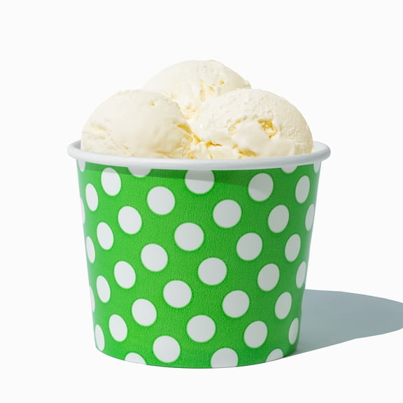 UNIQ 12 oz Green Polka Dotty Ice Cream Cups - 1000/Case