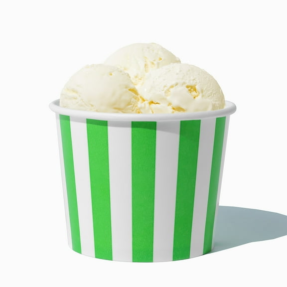 UNIQ 12 oz Green Striped Madness Ice Cream Cups - 1000/Case