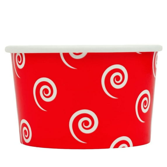 UNIQ 4 oz Red Swirls and Twirls Ice Cream Cups