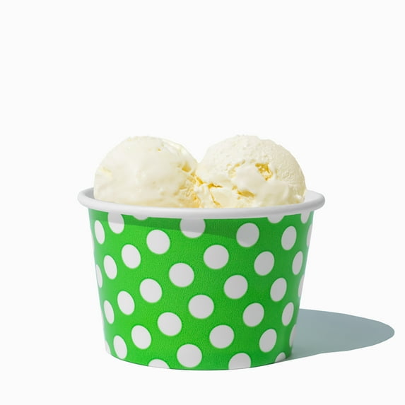 UNIQ 8 oz Green Polka Dotty Ice Cream Cups - 1000/Case