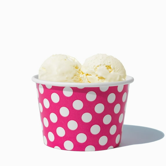 UNIQ 8 oz Pink Polka Dotty Ice Cream Cups - 1000/Case