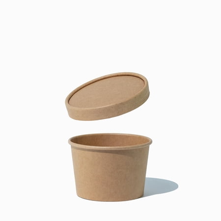UNIQIFY® 8 oz Kraft Ice Cream To Go Containers With Non-Vented Lids - 250/Case