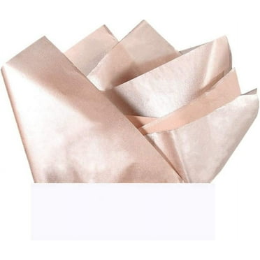UNIQOOO 100 Sheets 20X14 Premium Metallic Rose Gold Champagne Gold Tissue Gift Wrap Paper Bulk - Recyclable Gift Wrapping Accessory - Perfect for Small Gift Bags, Wedding, Party, DIY Craft, Cutout