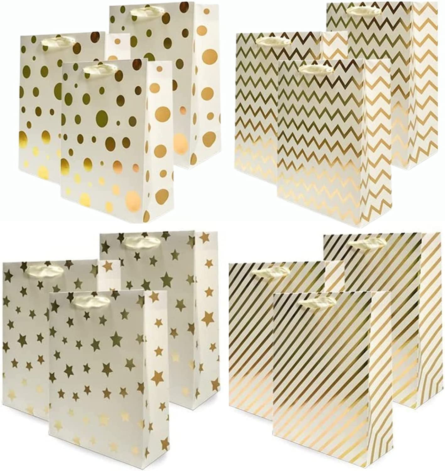 UNIQOOO Weintüten Set – 12 Stück Metallisch Roségold, Mit Kordelgriff, Recycelbar Für Geschenke