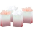 UNIQOOO 12Pcs Dusty Rose Gold Ombre Gift Bags Bulk, Medium 9x7 Inch