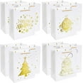 thumbnail image 1 of UNIQOOO 12Pcs Large White & Metallic Gold Foil Gift Bags, 4 Assorted Xmas Tree Snowflake Designs, Perfect for Christmas Thanksgiving New Year Party Favor, 1 of 8