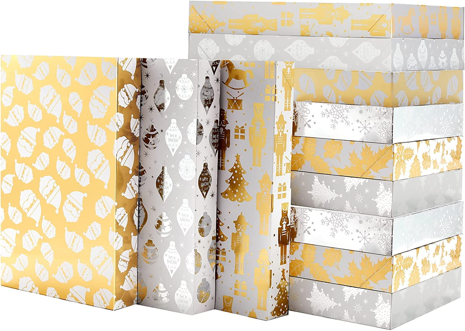 UNIQOOO Weintüten Set – 12 Stück Metallisch Roségold, Mit Kordelgriff, Recycelbar Für Geschenke