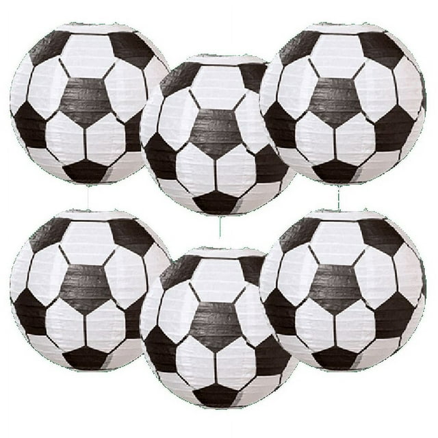 UNIQOOO 6PCS Soccer Ball Football Sports Paper Lantern Set, Ceiling