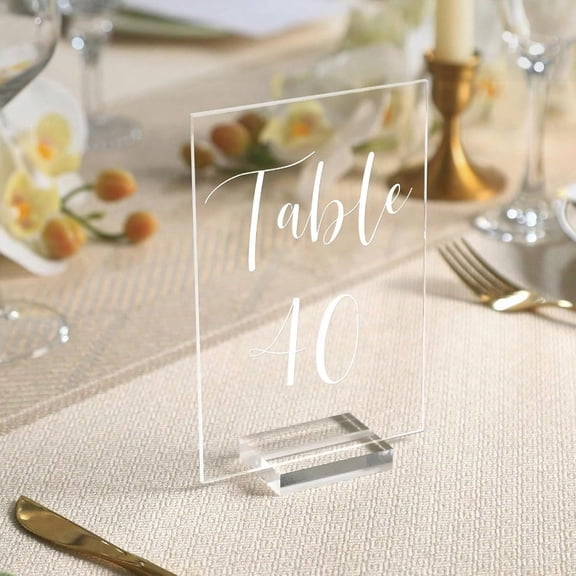 UNIQOOO Acrylic Wedding Table Numbers 140 With Stands 4x6 Inch Printed Calligraphy Clear Table Number Signs And Holders Perfect For Wedding Reception Centerpiece Decoration Event Party