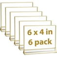 thumbnail image 1 of UNIQOOO Clear Acrylic Sign Holder with Golden Border | Pack of 6, 6x4", Double Side Frame, Landscape View, Perfect for Wedding Table Number Holder (Landscape 6X4), 1 of 8
